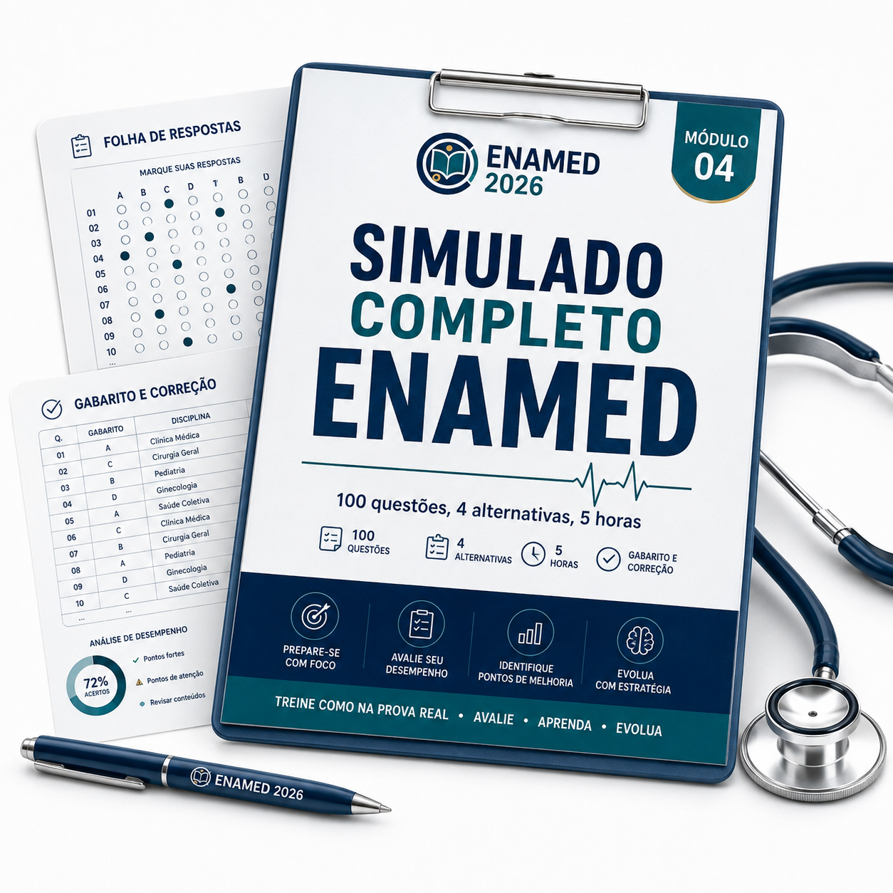 Simulado completo com 100 questões no formato ENAMED 2026
